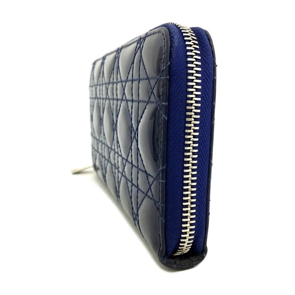 Christian Dior Cannage Patent Leather Zip Around Long Wallet /1K1761 - Picture 2 of 7